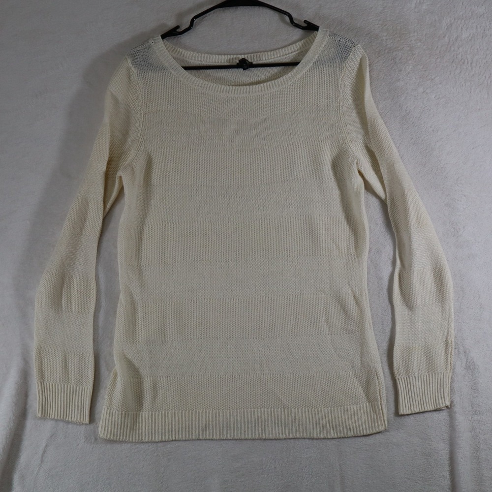 Talbots Women's Size M Cream Knit Sweater 100% Linen – Soft Crewneck Pullover